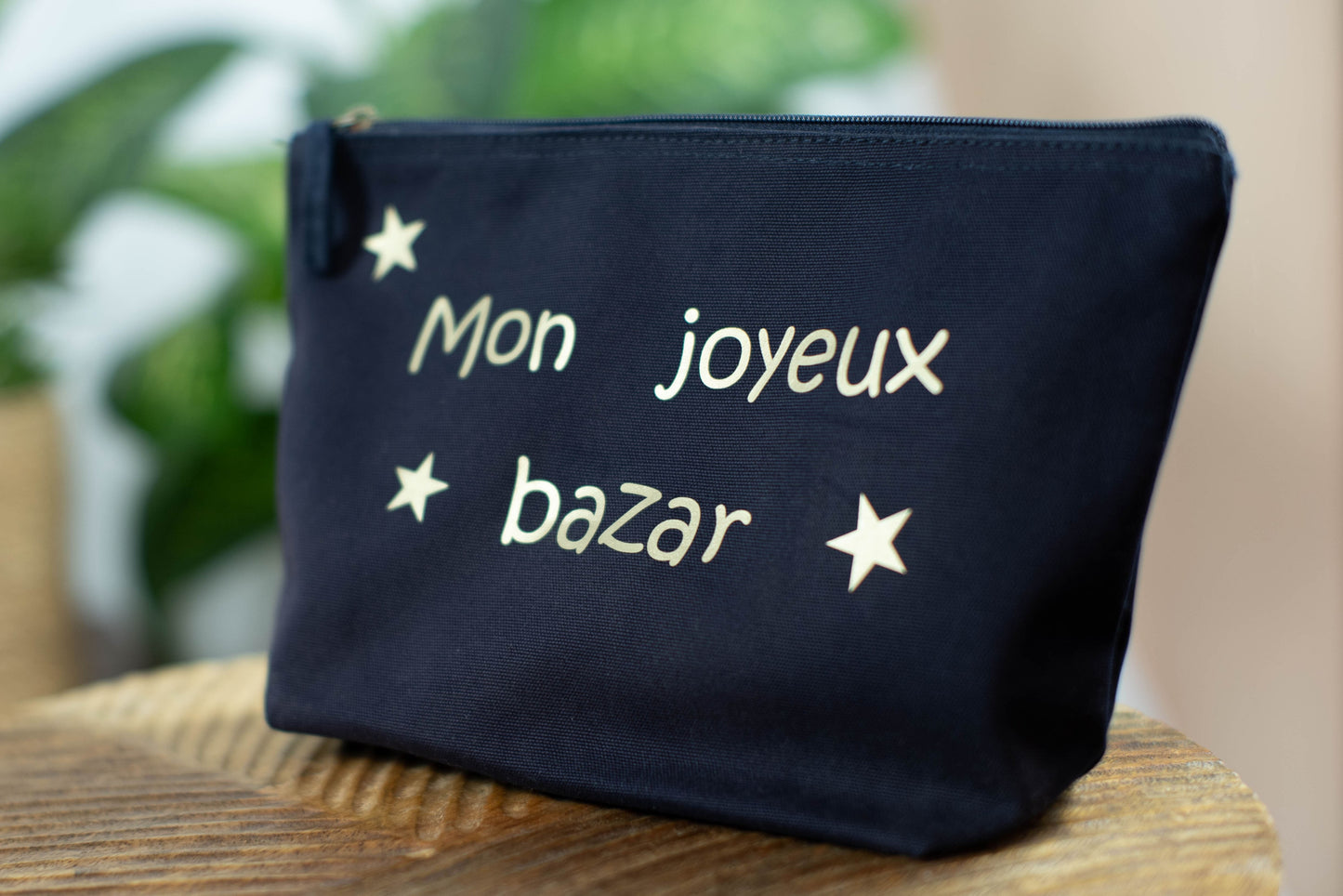 Pochette personnalisée "Mon Joyeux Bazar" en coton biologique