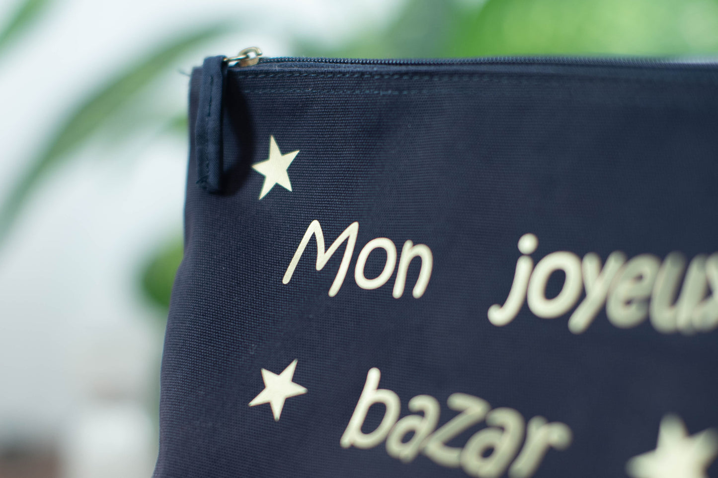 Pochette personnalisée "Mon Joyeux Bazar" en coton biologique
