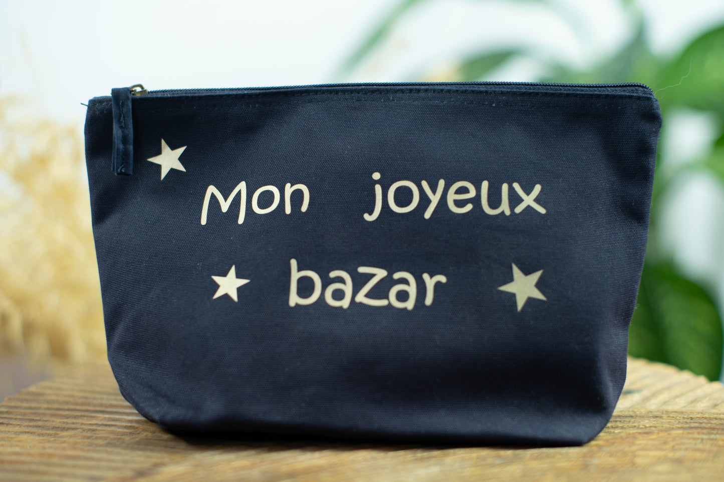 Pochette personnalisée "Mon Joyeux Bazar" en coton biologique
