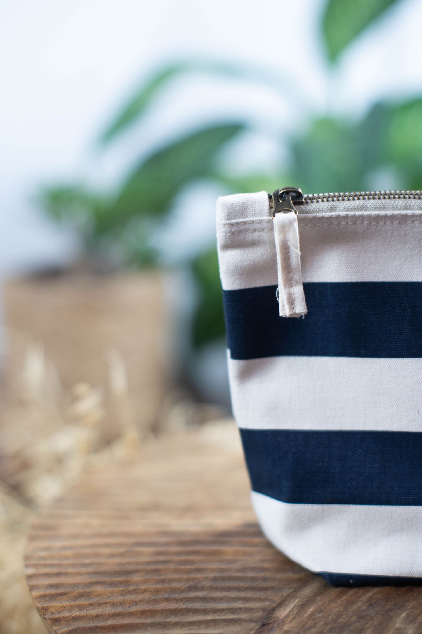 Pochette personnalisée rayée en coton - bleue marine ou rose