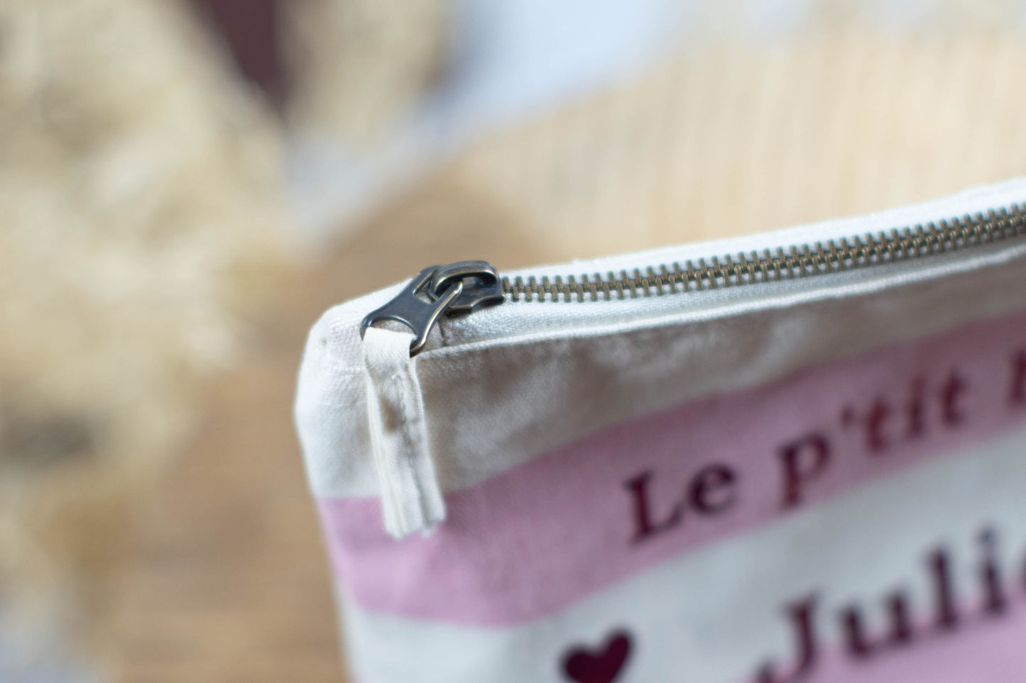 Pochette personnalisée rayée en coton - bleue marine ou rose
