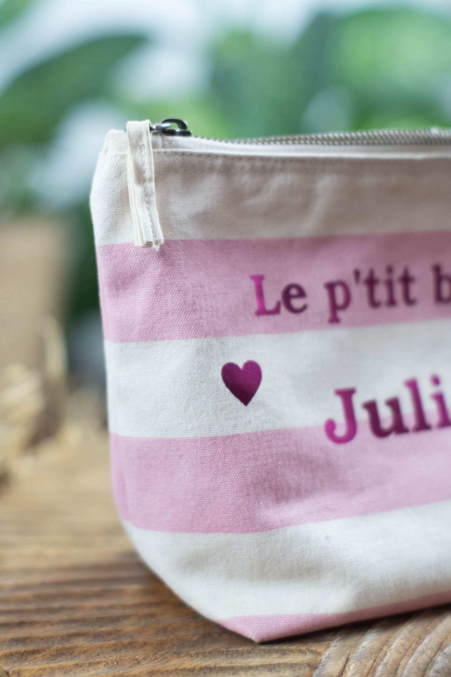 Pochette personnalisée rayée en coton - bleue marine ou rose