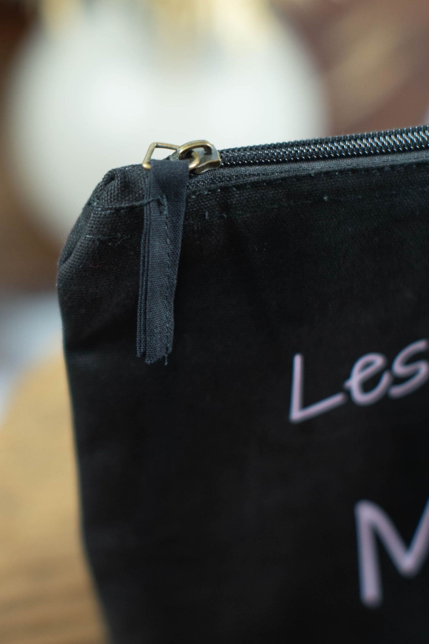 Pochette personnalisée "Les petites affaires de ..." en coton biologique