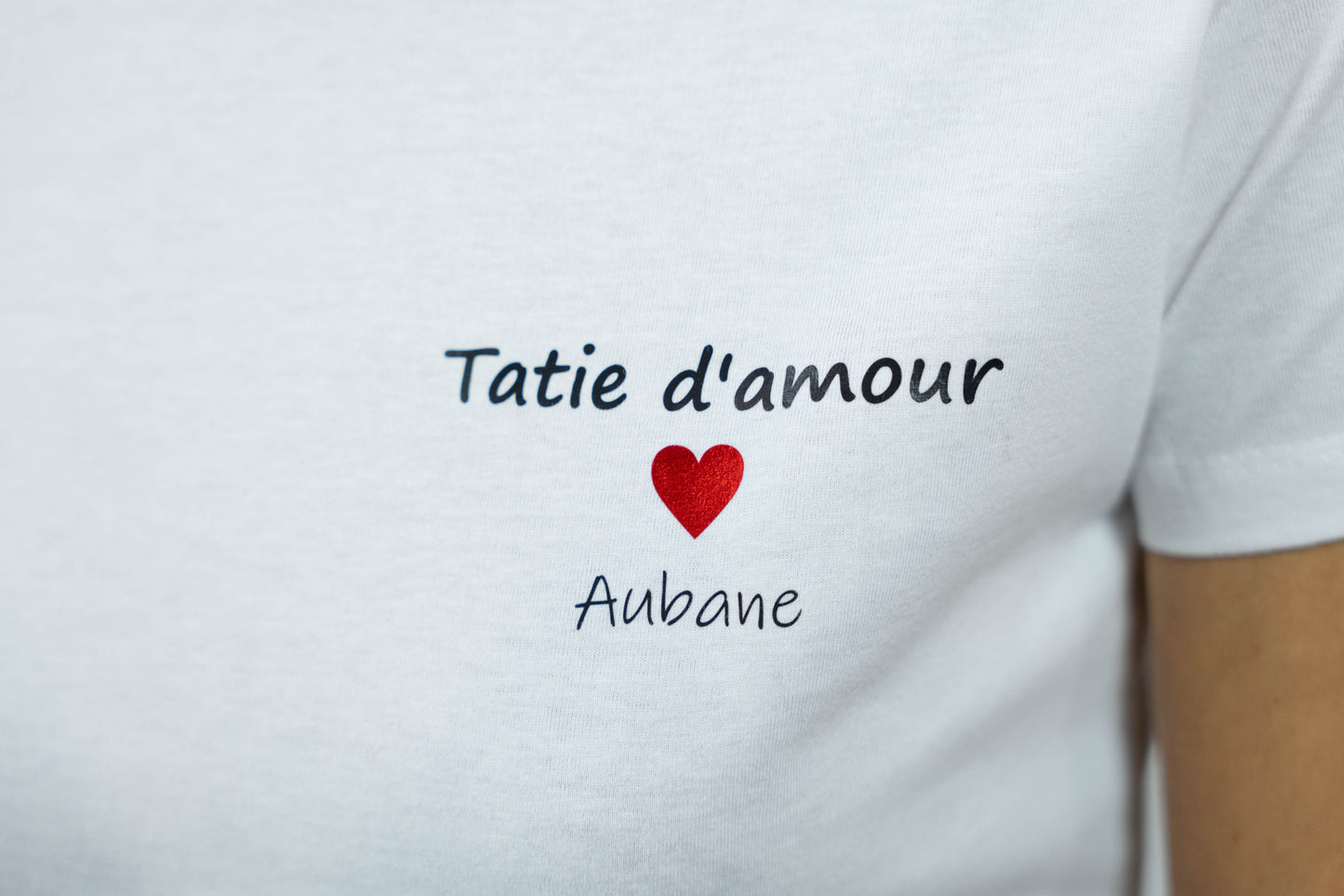 Tee-shirt personnalisé femme col rond "Tatie d'amour" 100% coton