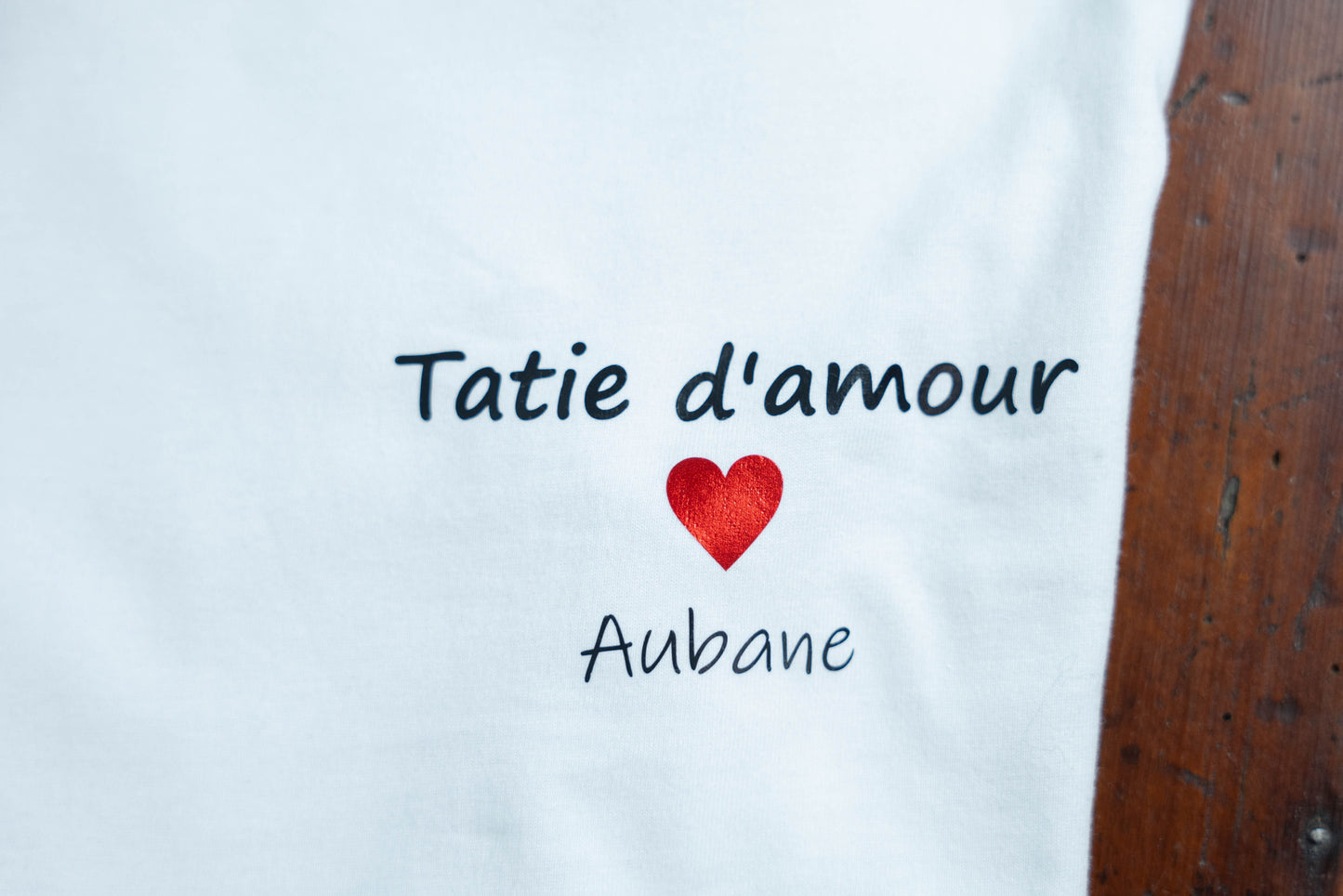 Tee-shirt personnalisé femme col rond "Tatie d'amour" 100% coton