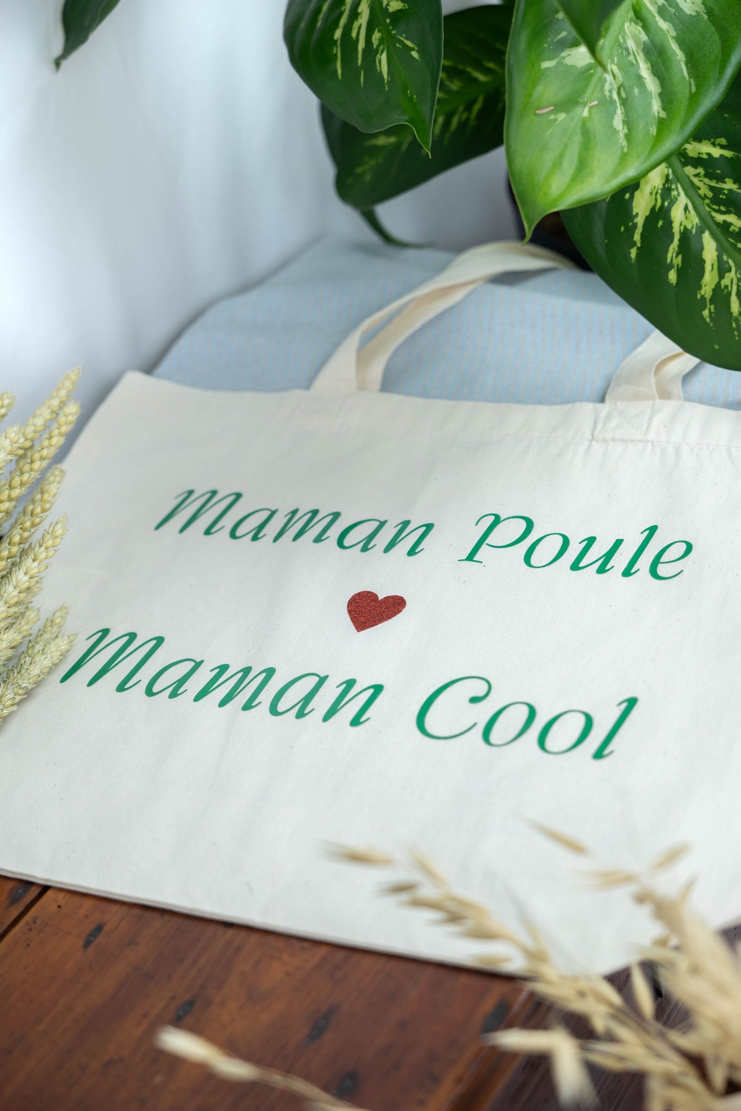 Sac cabas personnalisé en coton biologique "Maman Poule Maman Cool"