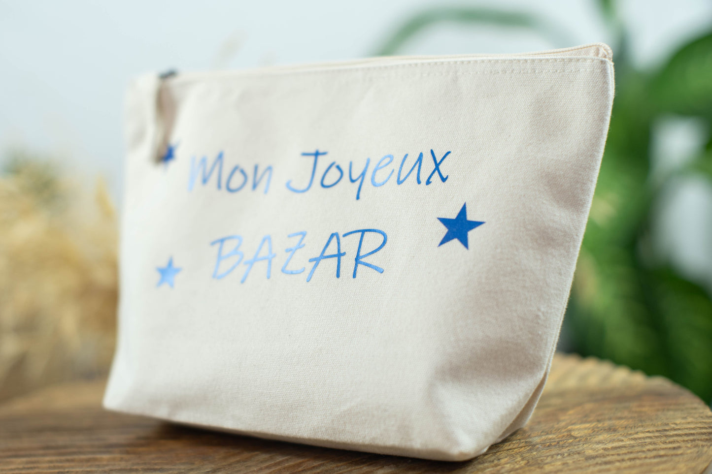 Pochette personnalisée "Mon Joyeux Bazar" en coton biologique