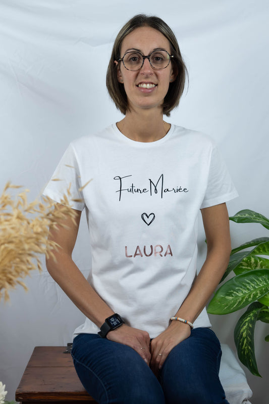 Tee-shirt personnalisé 100% coton col rond EVJF - Modèle Laura