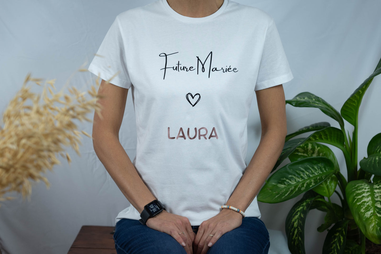 Tee-shirt personnalisé 100% coton col rond EVJF - Modèle Laura